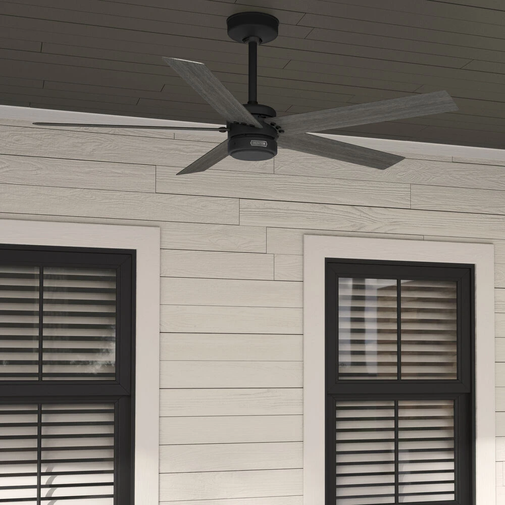 Burton 52 Inch Matte Black With Dark Gray Oak Blades Outdoor Ceiling Fan - Image 4