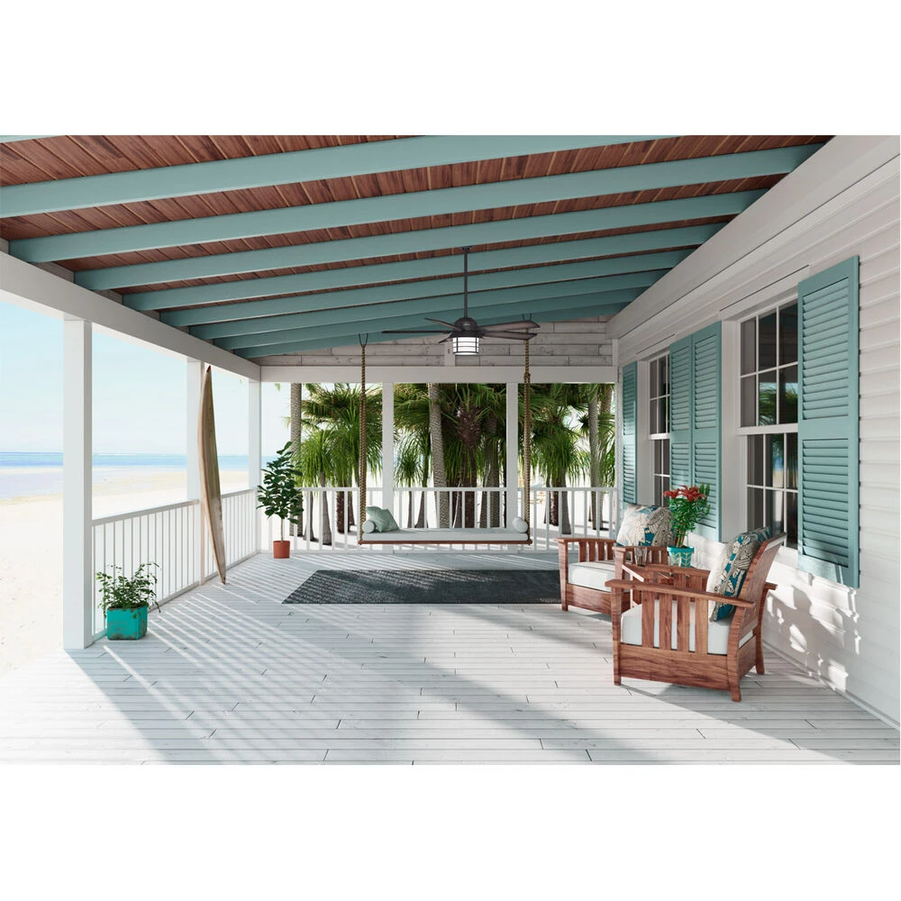 Key Biscayne 54 Inch Weathered Zinc With Burnished Grey Pine/Grey Pine Blades Outdoor Ceiling Fan - Image 4