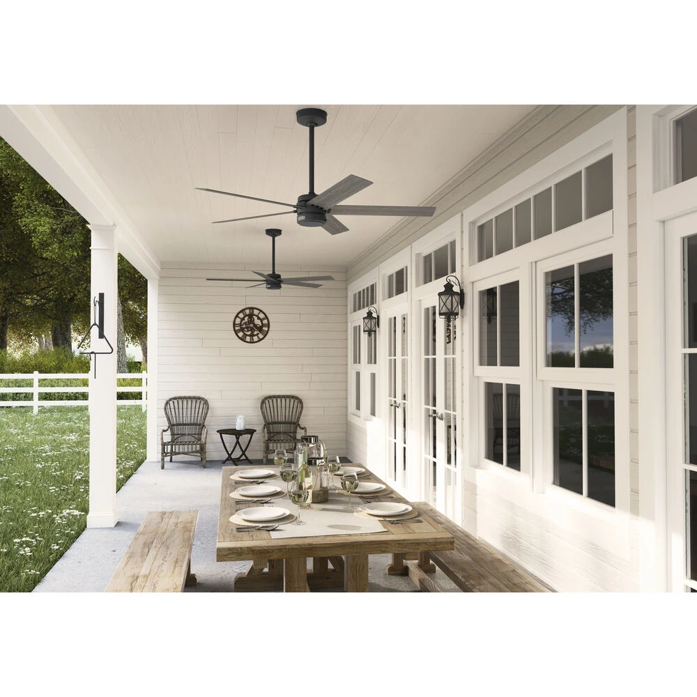 Burton 52 Inch Matte Black With Dark Gray Oak Blades Outdoor Ceiling Fan - Image 5