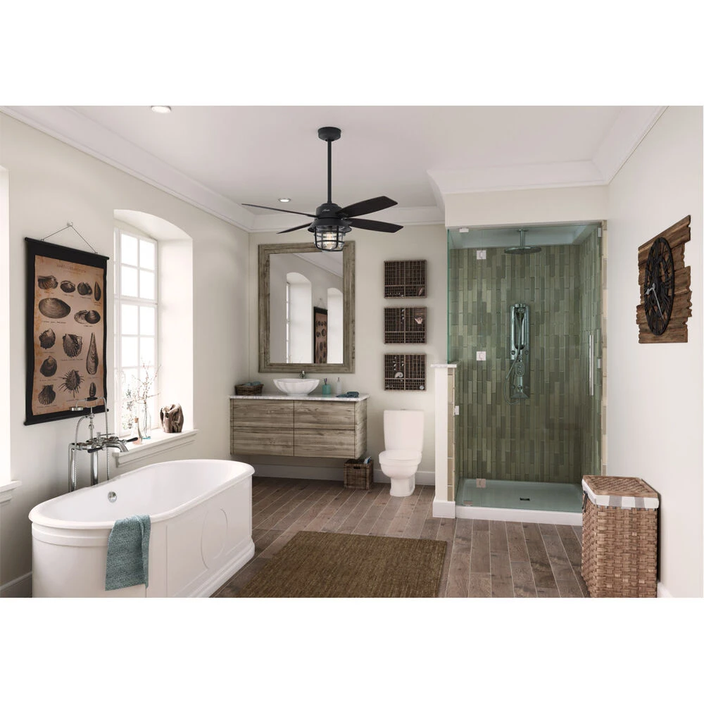 Port Royale 52 Inch Natural Iron With Black Willow/Walnut Stripe Blades Outdoor Ceiling Fan - Image 2