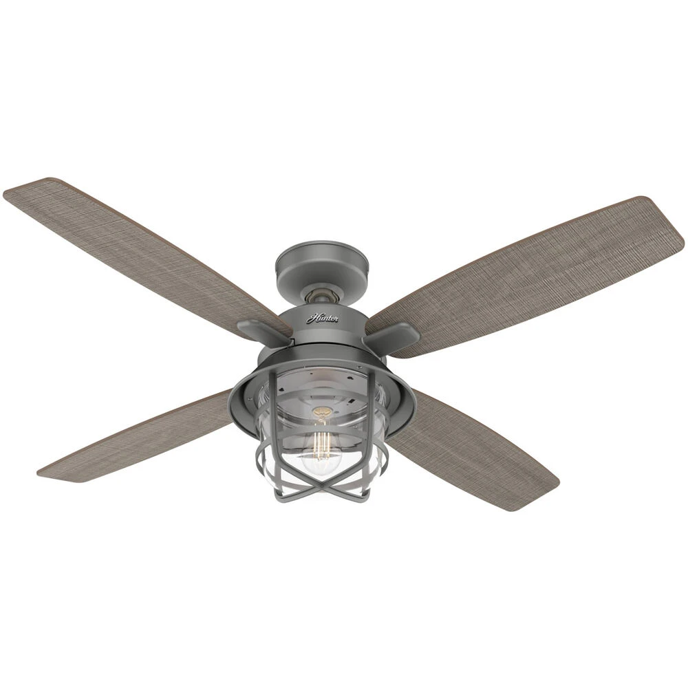 Port Royale 52 Inch Matte Silver With Grey Walnut Stripe/Roasted Maple Blades Outdoor Ceiling Fan