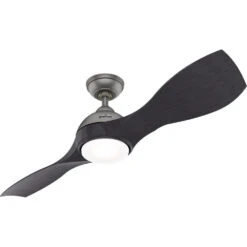 Milstream 56 Inch Matte Silver With Black Ash Blades Outdoor Ceiling Fan