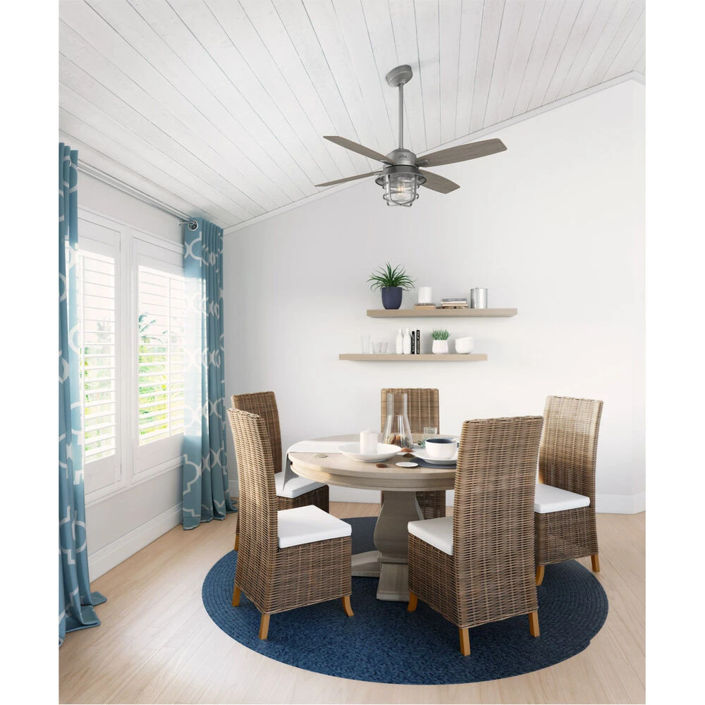 Port Royale 52 Inch Matte Silver With Grey Walnut Stripe/Roasted Maple Blades Outdoor Ceiling Fan - Image 6