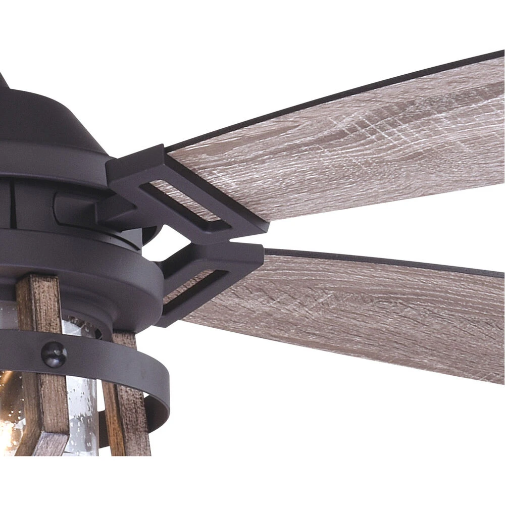 Barnes 54 Inch Matte Black And Rustic Oak With Driftwood-Black Walnut Blades Indoor/Outdoor Ceiling Fan - Image 4