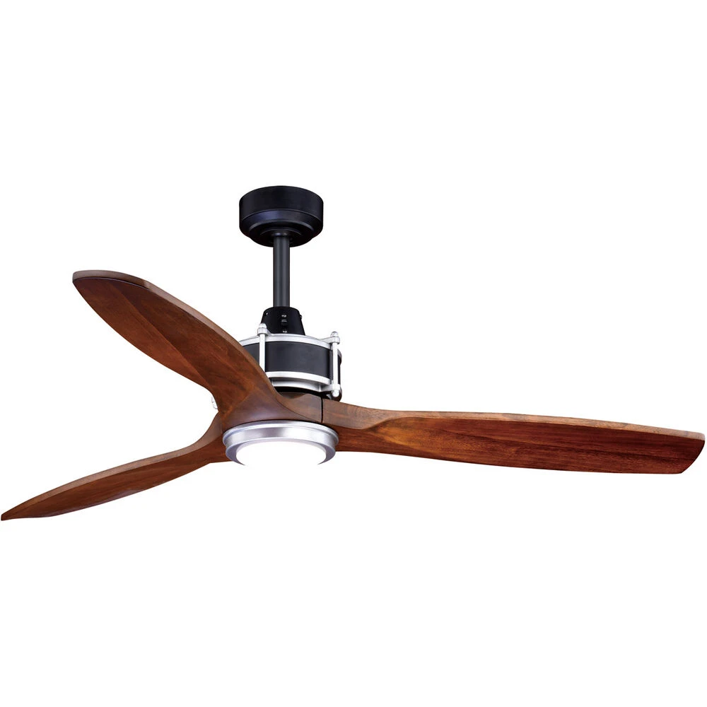Curtiss 52 Inch Matte Black And Brushed Silver With Walnut Blades Indoor/Outdoor Ceiling Fan