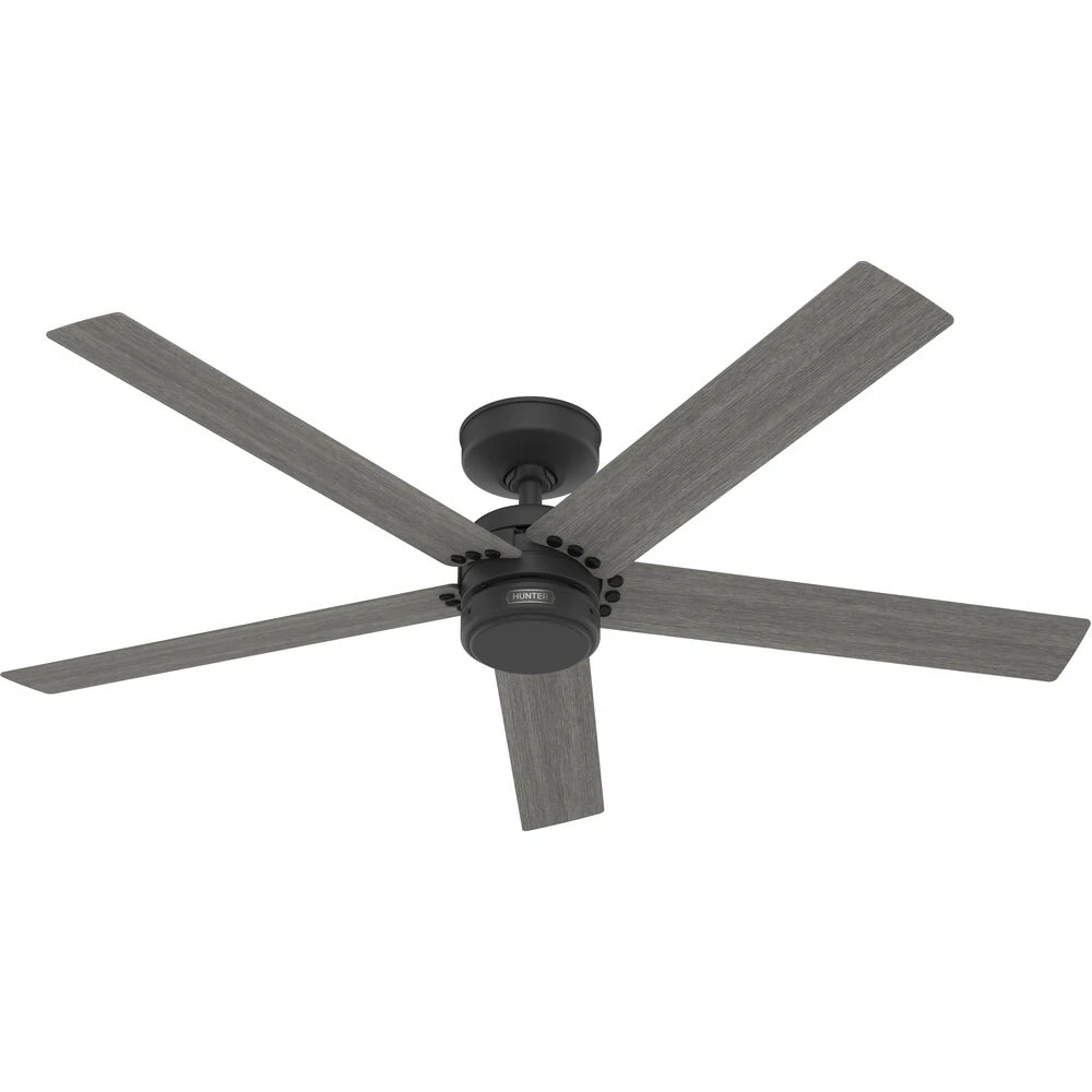 Burton 52 Inch Matte Black With Dark Gray Oak Blades Outdoor Ceiling Fan