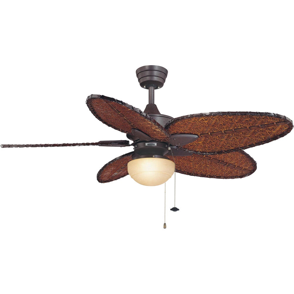 Windpointe 52 Inch Rust With Narrow Oval Antique Bamboo Blades Indoor/Outdoor Ceiling Fan - Image 7