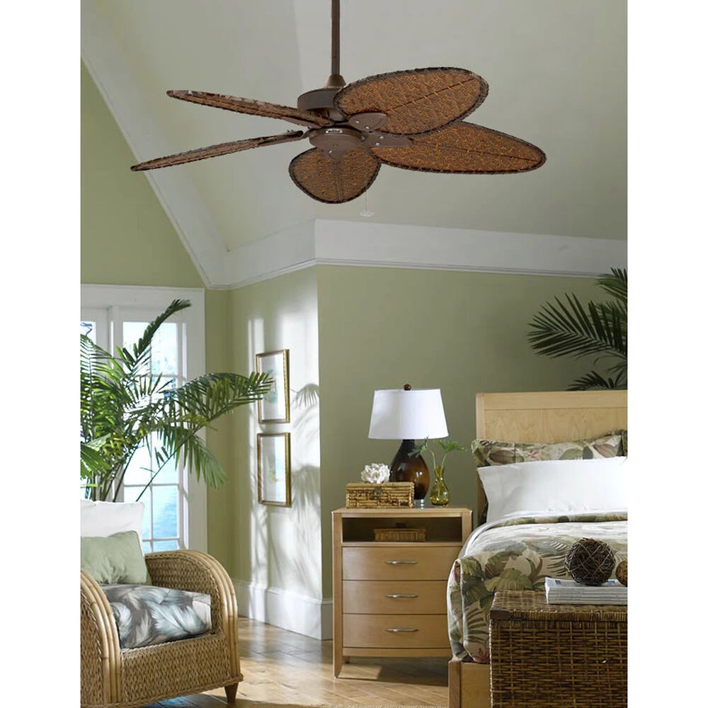 Windpointe 52 Inch Rust With Narrow Oval Antique Bamboo Blades Indoor/Outdoor Ceiling Fan - Image 8