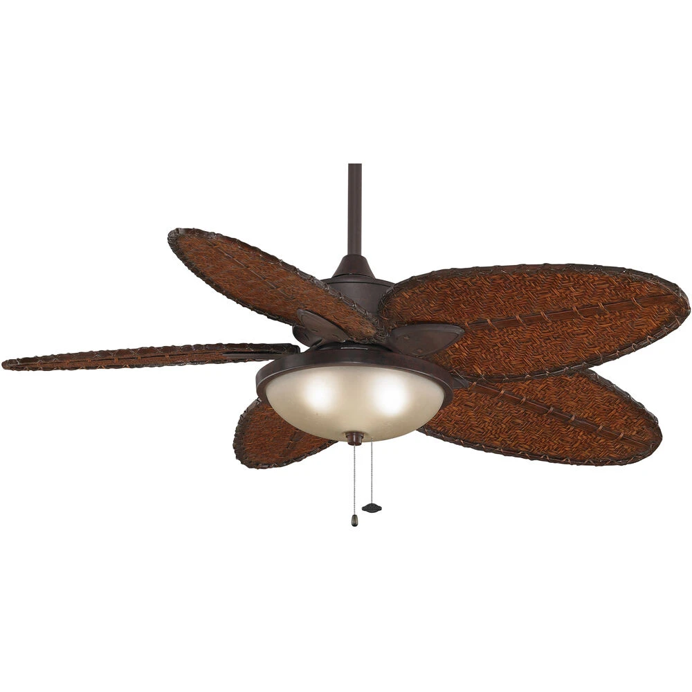 Windpointe 52 Inch Rust With Narrow Oval Antique Bamboo Blades Indoor/Outdoor Ceiling Fan - Image 2