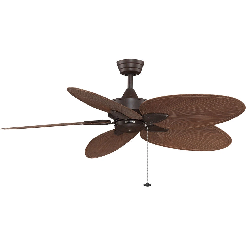 Windpointe 52 Inch Rust With Narrow Oval Antique Bamboo Blades Indoor/Outdoor Ceiling Fan - Image 3