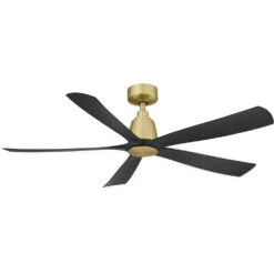 Kute5 52 52 Inch Brushed Satin Brass With Black Blades Indoor/Outdoor Ceiling Fan