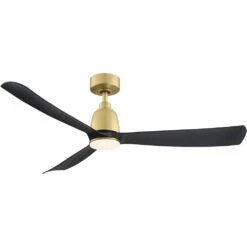 Kute 52 52 Inch Brushed Satin Brass With Black Blades Indoor/Outdoor Ceiling Fan