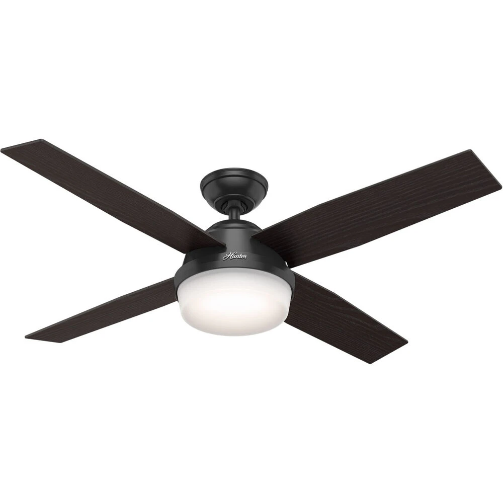 Dempsey 52 Inch Matte Black With Black Willow/Dark Walnut Blades Outdoor Ceiling Fan