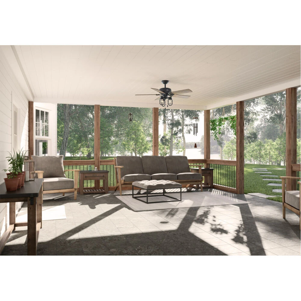 Starklake 52 Inch Natural Iron With Barnwood/Washed Walnut Blades Outdoor Ceiling Fan - Image 3