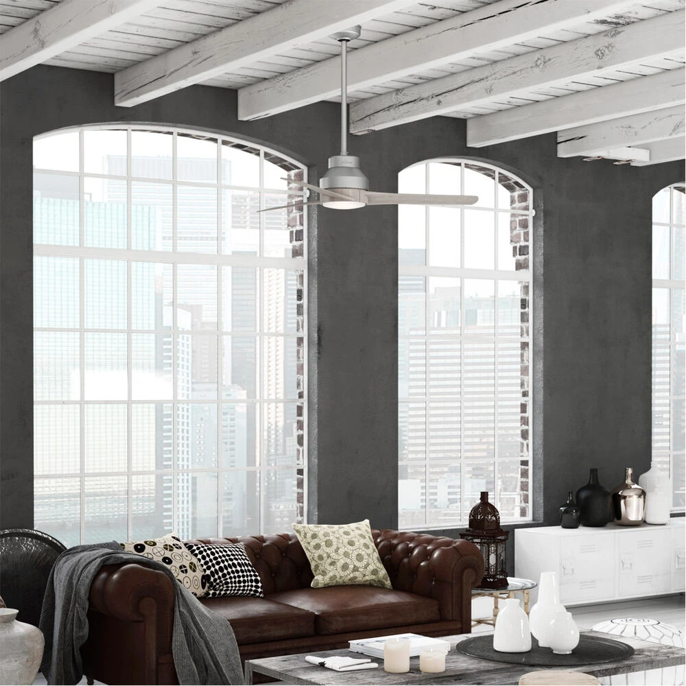 Lakemont 52 Inch Matte Silver With Light Grey Oak Blades Outdoor Ceiling Fan - Image 3