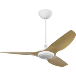 Haiku 52 Inch White With Caramel Wood Grain Blades Outdoor Ceiling Fan