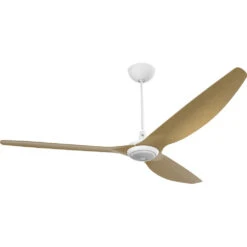 Haiku 84 Inch White With Caramel Wood Grain Blades Outdoor Ceiling Fan