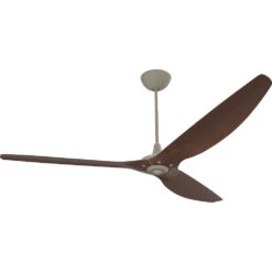 Haiku 84 Inch Satin Nickel With Cocoa Wood Grain Blades Outdoor Ceiling Fan
