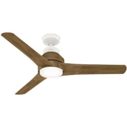 Lakemont 52 Inch Matte White With White Washed Oak Blades Outdoor Ceiling Fan