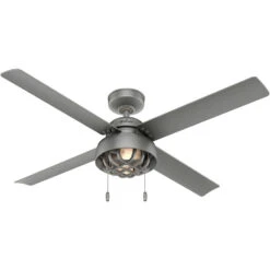 Spring Mill 52 Inch Matte Silver Outdoor Ceiling Fan
