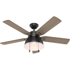 Mill Valley 52 Inch Matte Black With Walnut Stripe/Medium Walnut Blades Outdoor Ceiling Fan