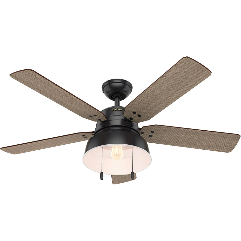 Mill Valley 52 Inch Matte Black With Walnut Stripe/Medium Walnut Blades Outdoor Ceiling Fan