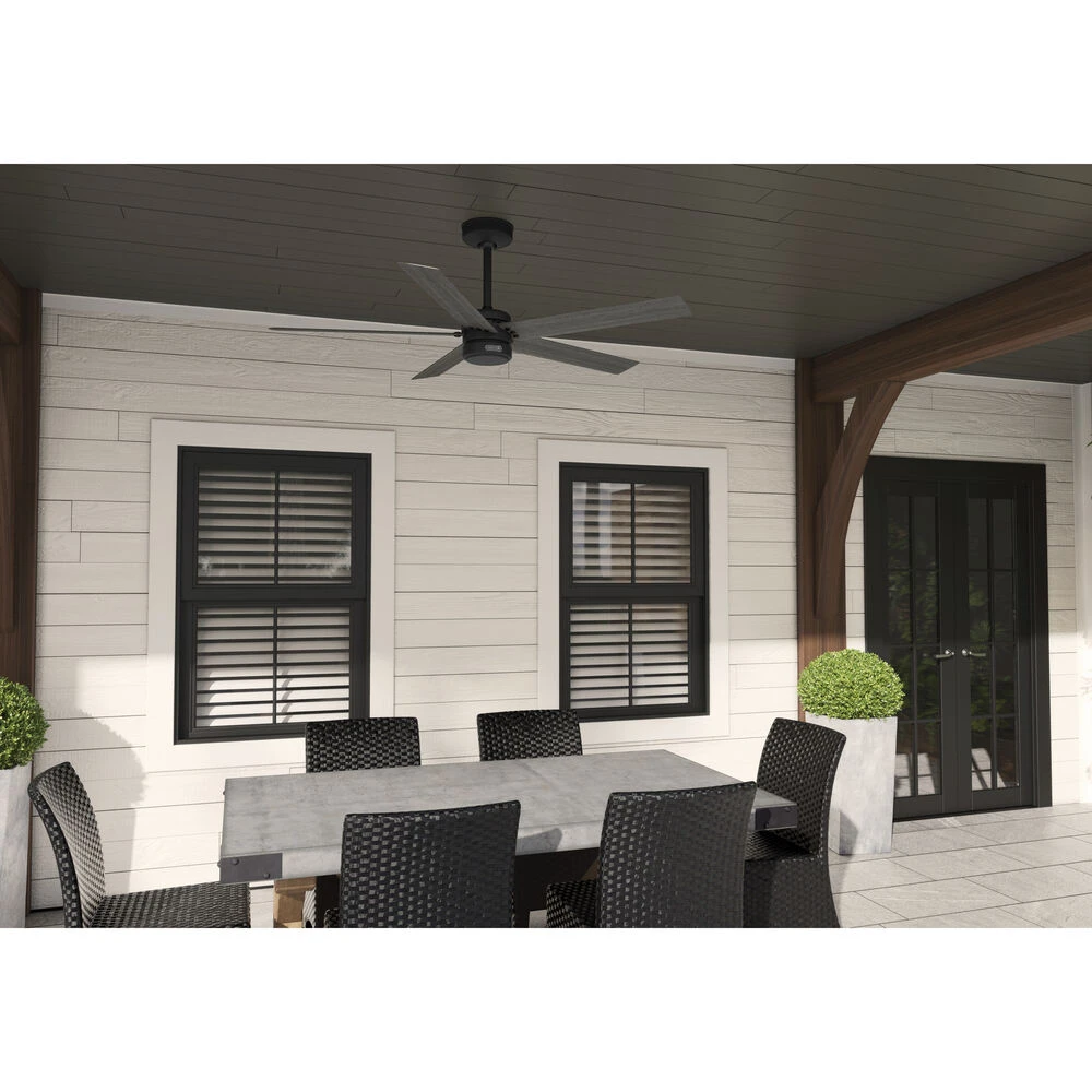 Burton 52 Inch Matte Black With Dark Gray Oak Blades Outdoor Ceiling Fan - Image 3