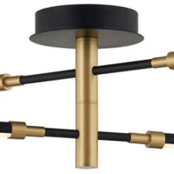 Justice Design NSH-4447-MBBR Fianco Modern Matte Black W/ Brass Accents LED Flush Mount Lighting