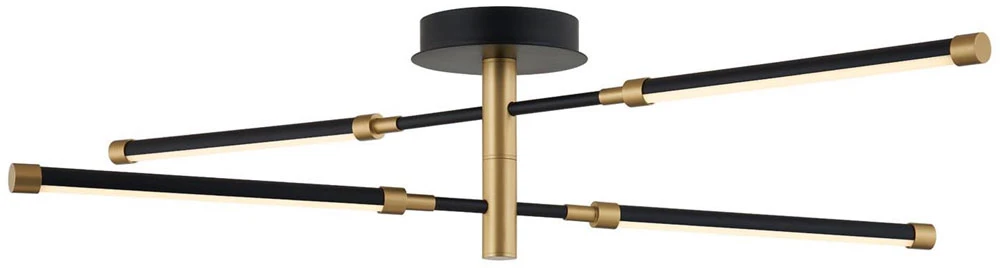 Justice Design NSH-4447-MBBR Fianco Modern Matte Black W/ Brass Accents LED Flush Mount Lighting