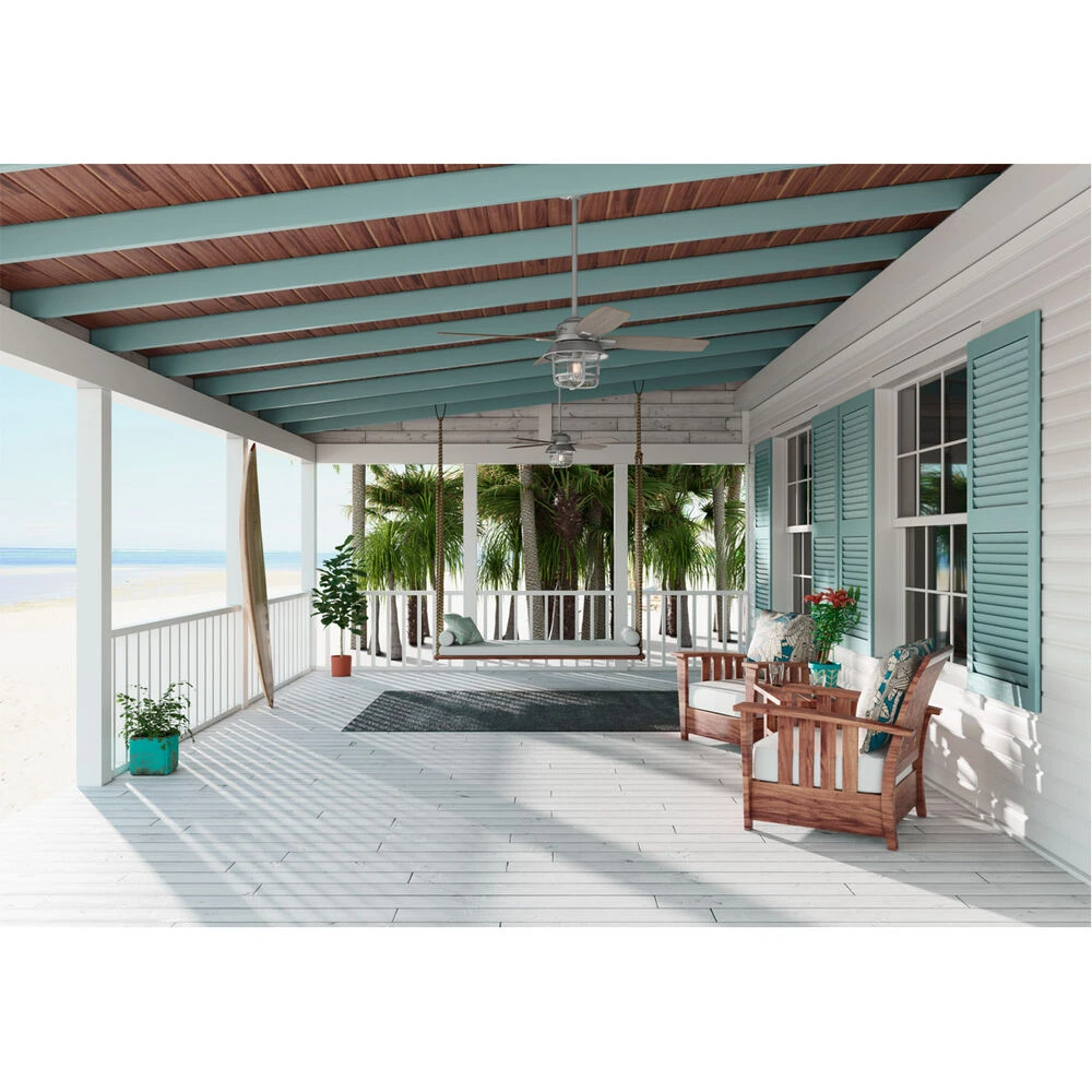 Port Royale 52 Inch Matte Silver With Grey Walnut Stripe/Roasted Maple Blades Outdoor Ceiling Fan - Image 5