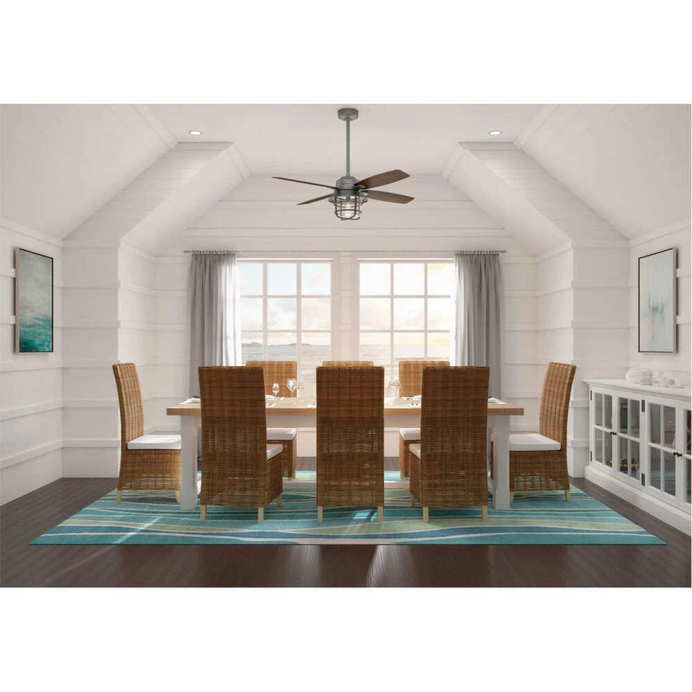 Port Royale 52 Inch Matte Silver With Grey Walnut Stripe/Roasted Maple Blades Outdoor Ceiling Fan - Image 4