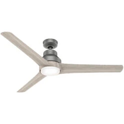 Lakemont 60 Inch Matte Silver With Light Grey Oak Blades Outdoor Ceiling Fan