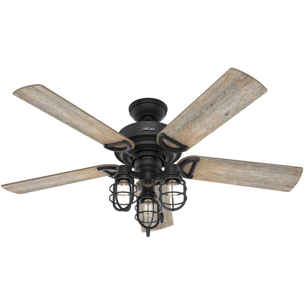 Starklake 52 Inch Natural Iron With Barnwood/Washed Walnut Blades Outdoor Ceiling Fan
