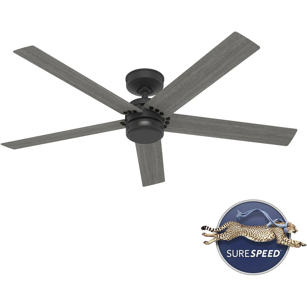 Burton 52 Inch Matte Black With Dark Gray Oak Blades Outdoor Ceiling Fan - Image 2