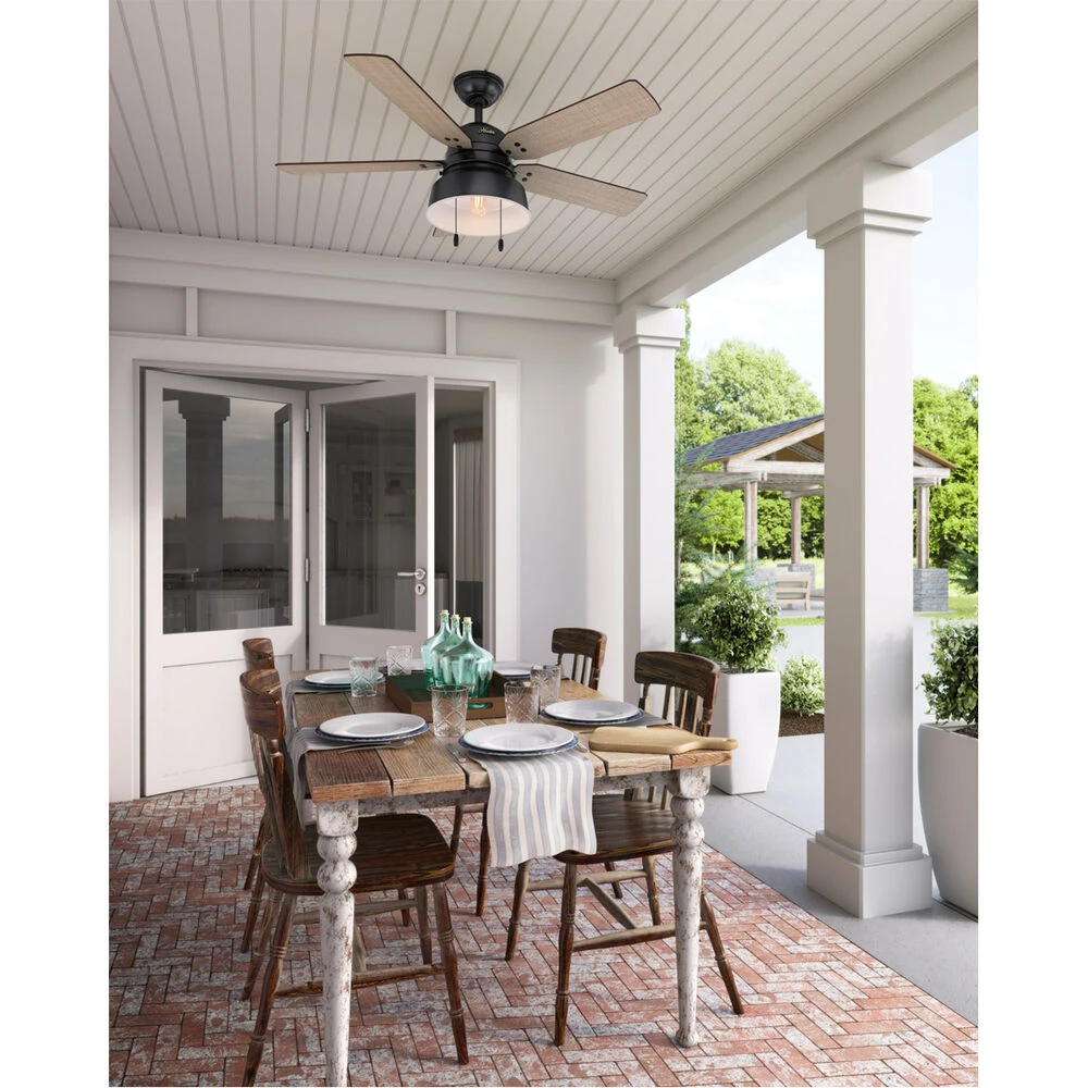 Mill Valley 52 Inch Matte Black With Walnut Stripe/Medium Walnut Blades Outdoor Ceiling Fan - Image 3