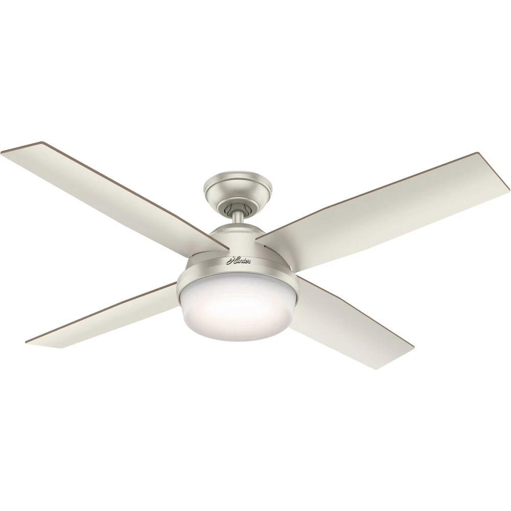 Dempsey 52 Inch Matte Nickel With Matte Nickel/Walnut Blades Outdoor Ceiling Fan