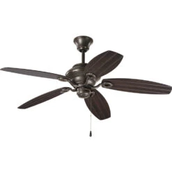 Progress AirPro Outdoor 54 Inch Antique Bronze With Toasted Oak Blades Indoor/Outdoor Ceiling Fan