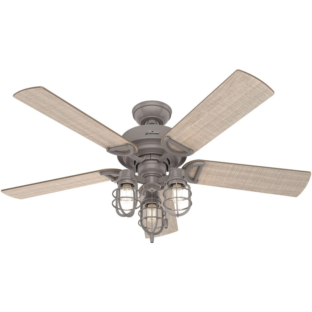 Starklake 52 Inch Quartz Grey With Washed Walnut/Grey Pine Blades Outdoor Ceiling Fan