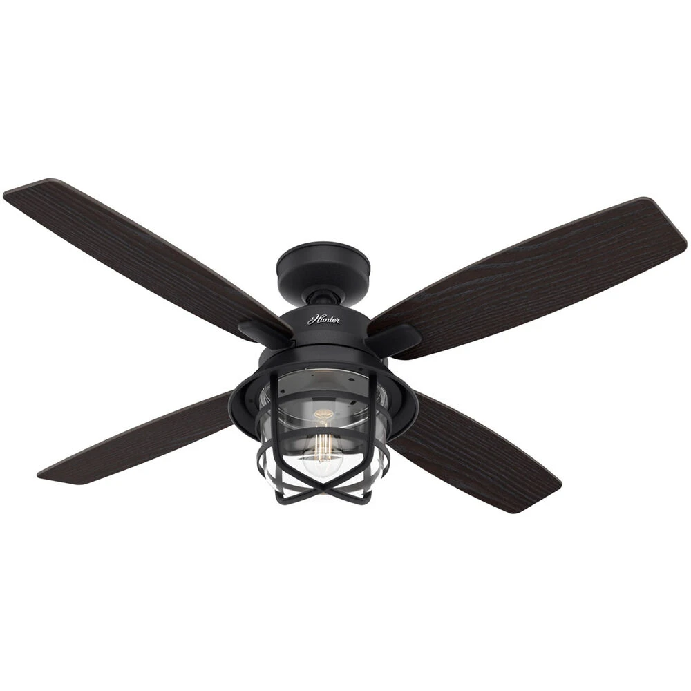 Port Royale 52 Inch Natural Iron With Black Willow/Walnut Stripe Blades Outdoor Ceiling Fan