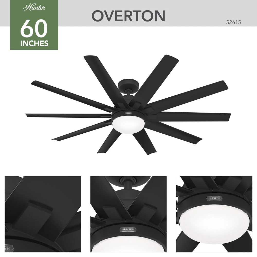 Overton 60 Inch Matte Black Outdoor Ceiling Fan - Image 6