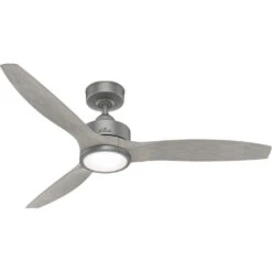 Park View 52 Inch Matte Silver With Weathered Beach Wood Blades Outdoor Ceiling Fan
