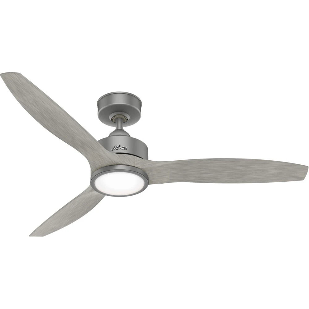 Park View 52 Inch Matte Silver With Weathered Beach Wood Blades Outdoor Ceiling Fan