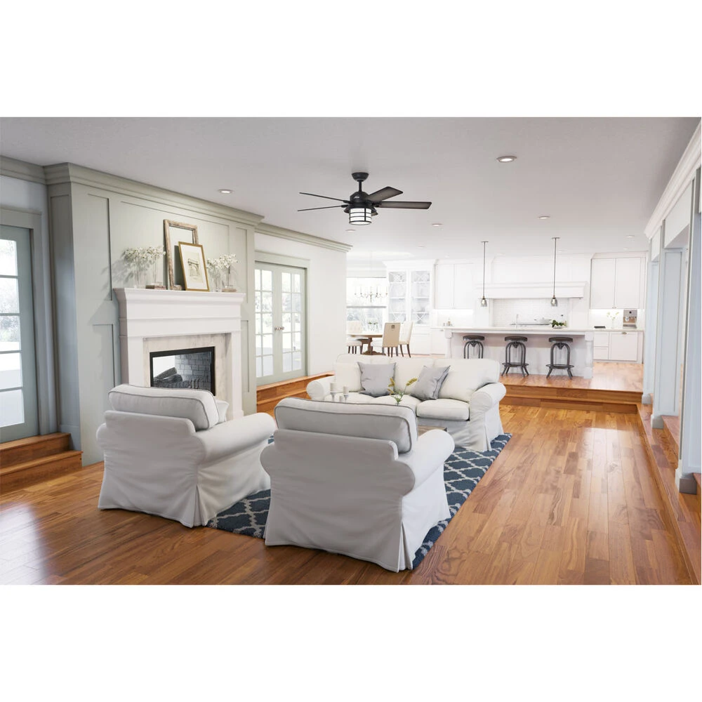 Key Biscayne 54 Inch Weathered Zinc With Burnished Grey Pine/Grey Pine Blades Outdoor Ceiling Fan - Image 5