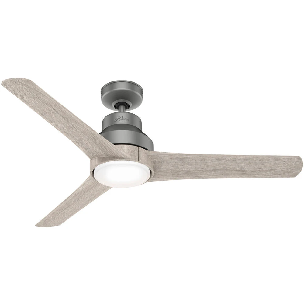 Lakemont 52 Inch Matte Silver With Light Grey Oak Blades Outdoor Ceiling Fan