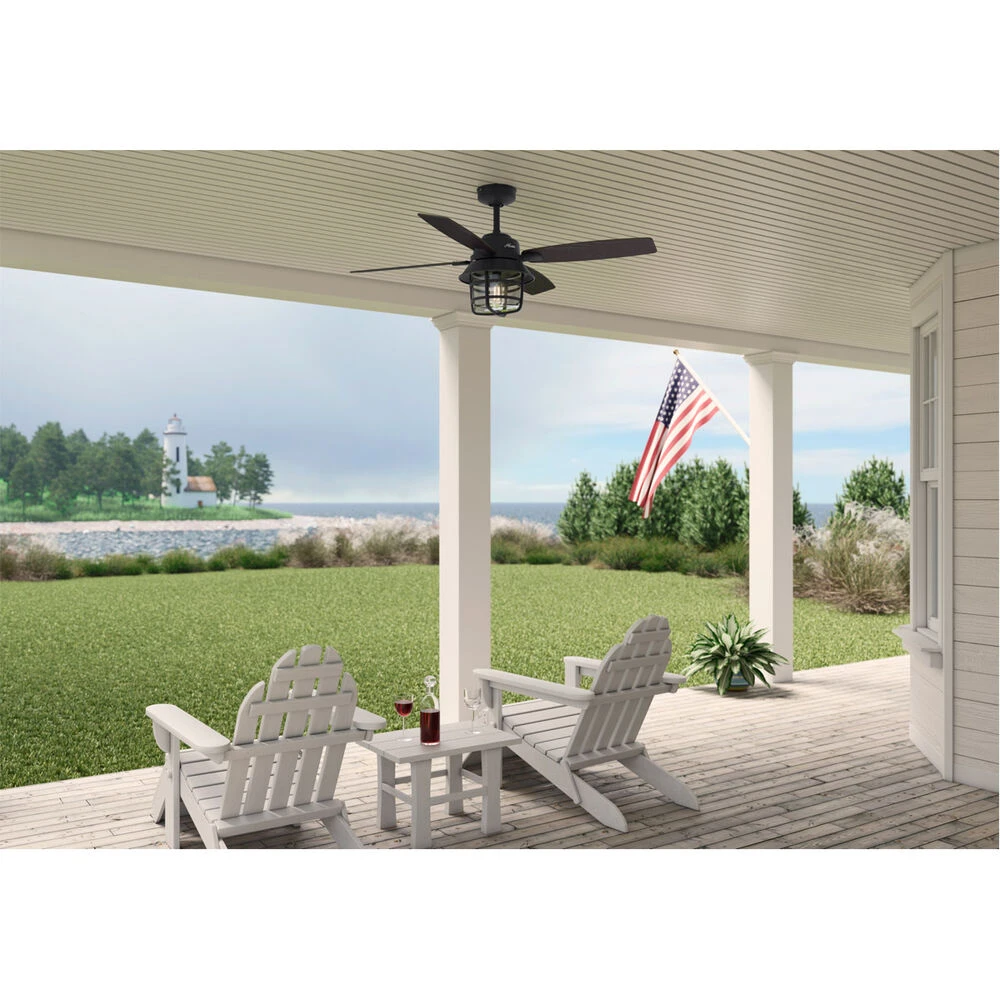 Port Royale 52 Inch Natural Iron With Black Willow/Walnut Stripe Blades Outdoor Ceiling Fan - Image 6