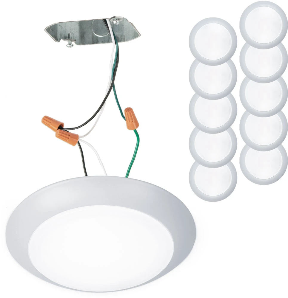 WAC Lighting FM-306-930JB-WT-10 Disc Contemporary White LED 7.4" Flush Mount Light Fixture (Pack Of 10)