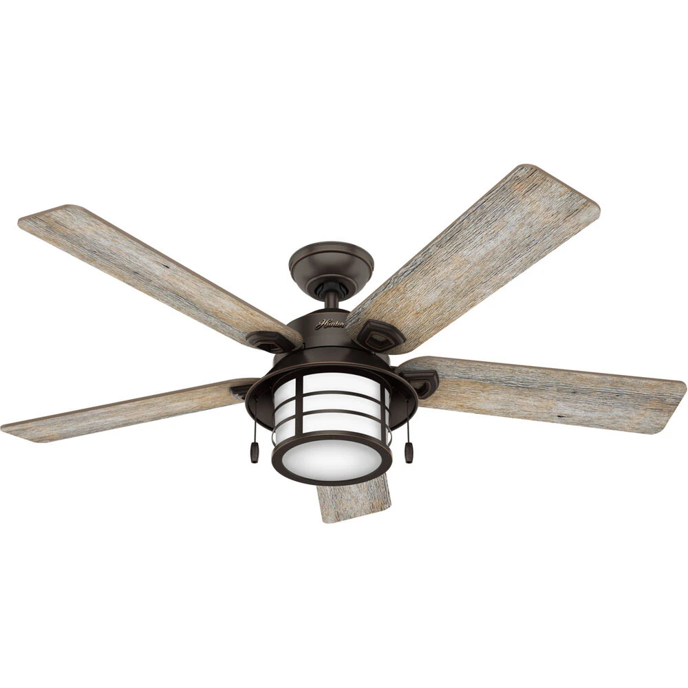 Key Biscayne 54 Inch Onyx Bengal With Barnwood/Drifted Oak Blades Outdoor Ceiling Fan