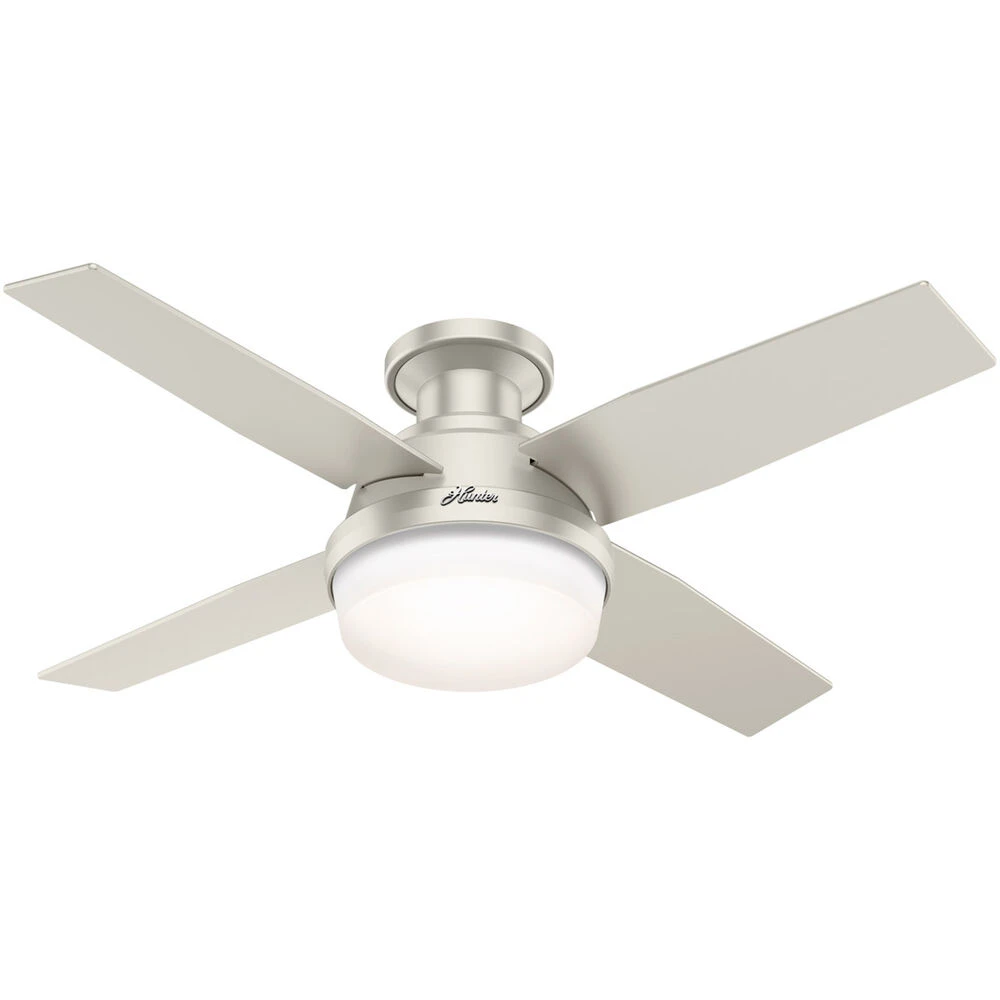Dempsey 44 Inch Matte Nickel With Matte Nickel/Walnut Blades Outdoor Ceiling Fan