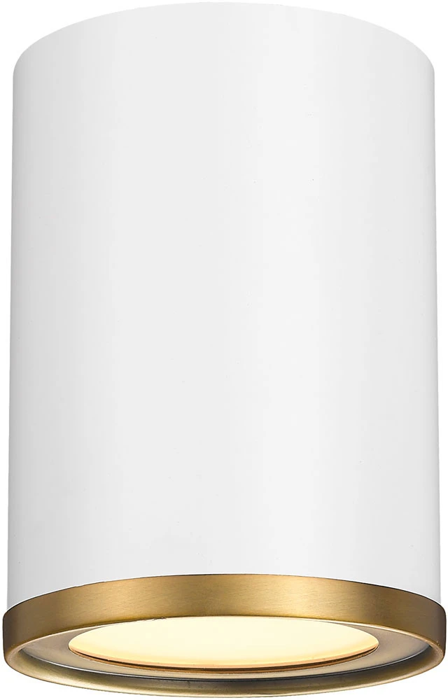 Z-Lite 2303F1-MW-RB Arlo Modern Matte White & Rubbed Brass 5" Flush Lighting