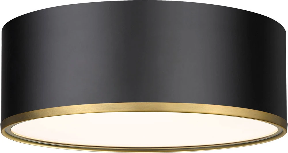 Z-Lite 2303F3-MB-RB Arlo Contemporary Matte Black & Rubbed Brass 16" Flush Mount Lighting Fixture